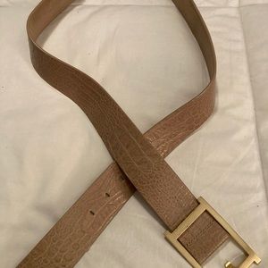 TALBOTS Tan Croc Embossed Leather Belt XL
